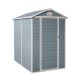 Zeus & Ruta 6 ft. W x 4 ft. D Grey Outdoor Resin Storage Shed with Floor and Lockable Doors for Patio, Yard, Lawn (24 sq. ft. ) WQD28-821