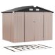 Sizzim 8 ft. W x 6 ft. D Brown Metal Storage Shed with Metal Base Frame Floor, Lockable Door and Vents for Garden (48 sq. ft. ) MSPG37019BASE