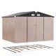 Sizzim 10 ft. W x 8 ft. D Brown Outdoor Metal Storage Shed with Metal Base Frame Floor, Lockable Door and Vents (80 sq. ft. ) MSP37020BASE