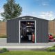 Unbranded 8 ft. x 10 ft. Large Metal Tool Sheds, with Sliding Doors with Air Vent, Coverage Backyard 80 sq. ft. Gray QQ-W2911S00002