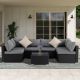 Unbranded Comfortable Wicker Outdoor Patio Conversation Set with Gray Cushions, 400 lbs. Capacity for Patios and Gardens Outdoor Set-33