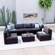 Unbranded 7 Pieces Wicker Patio Conversation Set with Gray Cushions, 400 lbs Capacity-Stylish Seating for Garden and Patio Outdoor Set-36