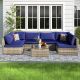 Unbranded Outdoor Wicker Patio Conversation Set with Blue Cushions and Mesh Back, 400 lbs. Capacity-Perfect for Outdoors Outdoor Set-37