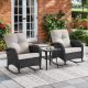 Gymojoy Carlos Black Wicker 3-Piece Outdoor Rocking Chair Patio Conversation Set with Beige Cushion GM-KWBL3060-2
