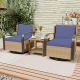 INMITOM 3-Piece Patio Wicker Conversation Set with Blue Cushions and Side Table HD-FNY-FA-Y02