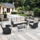 Gymojoy Carlos Black 5-Piece Wicker Patio Conversation Sofa Set Outdoor Swivel Chair Set with Beige Thick Cushions GM-KWBL132050-2