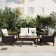 wayofatry 4-Pieces Outdoor Patio Furniture set with Rattan Sofa, Wood Table in Brown and Beige MGODLF01