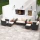 Costway 7-Piece Wicker Patio Conversation Set with Storage Table and White Cushions HCST03931