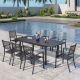 PHI VILLA 9-Piece Metal Outdoor Patio Dining Set with Extendable Table and Elegant Stackable Chairs THD9-N30503