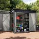 Sizzim 8 ft. W x 4 ft. D Outdoor Metal Lean to Storage Shed with Vents, Triple Lockable Door for Garden MBP-IS302BK02