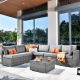 OVIOS HOPPISH Gray 7-Piece Wicker Patio Conversation Set with Dark Gray Cushions HOPP200