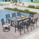 PHI VILLA 9-Piece Metal Patio Outdoor Dining Set with Extendable Table and 2 Swivel Chairs with Beige Cushions THD9-S930537
