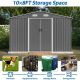 Unbranded 10 x 8' Outdoor Storage Shed, Metal Foundation & Lockable Doors, Tool Shed for Garden, Patio,Backyard Gray(78.78 sq ft.) ZY-W2505S00028