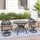 Willit Elizabeth 3-Piece Cast Aluminum Patio Outdoor Dining Set with Round Dining Table, 2 Swivel Chairs and 2 Brown Cushions SL-6002SC2&1110