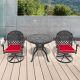 Willit Isabella 3-Piece Cast Aluminum Patio Outdoor Dining Set with Round Dining Table, 2 Swivel Chairs and 2 Red Cushions SL-6008SC2&1053