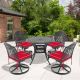 Willit Isabella 5-Piece Cast Aluminum Patio Outdoor Dining Set with Round Dining Table, 4 Swivel Chairs and 4 Red Cushions SL-6008SC4&1002
