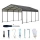 Zeus & Ruta 19.22 ft. W x 12 ft. D x 8.82 ft. H Metal Carport Car Canopy and Shelter with Enhanced Base for Car, Boats and Truck ZN-324