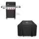 Weber Spirit EP-435 4-Burner Liquid Propane Gas Grill in Black with Sear Zone, Side Burner, and Grill Cover 1501568