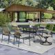Anmutig 7-Piece Metal Outdoor Dining Set with Gray Cushion THE28+2S4D