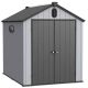 Sudzendf 6 ft. W x 8 ft. D Black and Gray Plastic Resin Storage Shed for Backyard Garden Gig Spire Tool Storage (48 sq. ft.) 4509S0010
