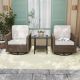 INMITOM 3-Piece Patio Wicker Conversation Set with Beige Cushions and Side Table HD1-FTX-BF-Z01