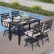 PHI VILLA 5-Piece Metal Bar Height Outdoor Dining Set with Beige Cushions THD5-B407093