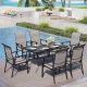 PHI VILLA 7-Piece Metal Patio Outdoor Dining Set with High-Back Padded Textilene Chairs THD7-S7-32624