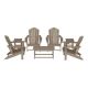 WESTIN OUTDOOR Aderson Weathered Wood 7-Piece All Weather Fade Resistant Outdoor Plastic Adirondack Chair Patio Conversation Lounge Set OP2027-WW