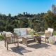 Unbranded Wooden 4-Piece Outdoor Patio Furniture Sets, Outdoor Patio Conversation Sofa Set with Table Beige Cushion Chairs, Gray 59116.00GRYYF