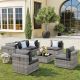 Unbranded Gray Wicker 7-Piece Modular Outdoor Sectional Patio Furniture Conversation Set Cushions (6-Chairs and 1-CoffeeTable) HTQJTGRY-BY-QQ