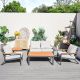 moda furnishings Rae 5-Piece Aluminum Outdoor Patio Conversation Set with Gray Cushions 2481L2STAST