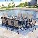 PHI VILLA 9-Piece Metal Patio Outdoor Dining Set with Expandable Table and Padded Textilene Chairs THD9-S9-30524
