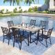 PHI VILLA 7-Piece Metal Outdoor Dining Set with Dark Brown Rectangular Table and Modern Stackable Chairs THD7-S7-13902