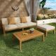 Unbranded 5-Pieces Acacia Wood Patio Conversation Set, Sectional Patio Sofa Set with Beige Cushions for Garden Backyard LV-608