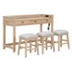 Unbranded 4-Pieces Rubber Wood Outdoor Dining Set, Bar Table Set with 3-Upholstered Stools, Natural Wood Wash LV-615