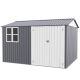 Huluwat Gray 10 ft. W x 8 ft. D Galvanized Steel Shed with Windows, Vents and Double Lockable Door (80 sq. ft. ) S-S00004