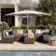 Unbranded 7-Piece Brown Wicker Patio Conversation Set with Gray Cushions VQHWTZ093SH-MVQ