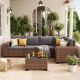 Unbranded 6-Piece Outdoor Brown Wicker Patio Conversation Set With Gray Cushions VQHWTZ092ZH-MVQ