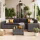 Unbranded 6 Pieces Outdoor Gray Wicker Patio Conversation Set With Black Cushions VQHWTZ092HB-MVQ