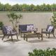 Unbranded 4-Piece Acacia Wood Patio Conversation Set with Gray Cushion by Christopher Knight Home ZN-2310