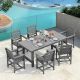 JEAREY HDPE 7-Piece Plastic Rectangle Table Standard Height Outdoor Dining Set in Gray PECZYTZ-GY