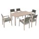 Unbranded 7 Piece Acacia Wood Outdoor Dining Set, Patio Dining table and Chairs with Green Cushions, for Backyard LV-637