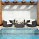 Liviza 4-Pieces Wicker Patio Rattan Conversation Set with White Cushions OUS65410BCR-X