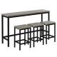Unbranded 4 Pieces Metal Outdoor Dining Set, Counter Height Extra Long Dining Table Set, Gray LV-645