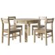 Unbranded 5 Pieces Solid Wood Extendable Round Outdoor Dining Set, with Storage Drawers and 4 Dining Chairs, Natural LV-646