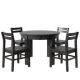 Unbranded 5 Pieces Solid Wood Extendable Round Outdoor Dining Set, with Storage Drawers and 4 Dining Chairs, Espresso LV-647