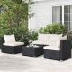 Liviza 5-Pieces Wicker Outdoor Patio Conversation Set with Off White Cushions and Coffee Table OUS69932