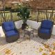 INMITOM 3-Piece Patio Wicker Conversation Set with Blue Cushions and Side Table HD1-FHB-D-Z02