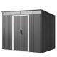 Lofka 8 ft. W x 6 ft. D Outdoor Storage Metal Shed with Sliding Doors and Transparent Panel for Backyard, Gray 39 sq. ft. CC16-H