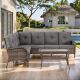 Opohoro Brown 2-Piece Wicker Patio Conversation Sectional Seating Set with Gray Cushions and Coffee Table PC-2P130C-3
